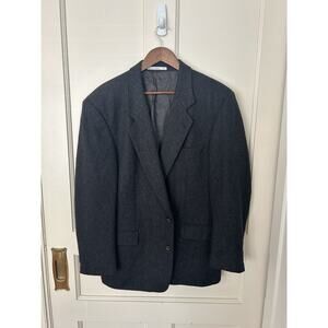 Vintage Hugo Boss Tweed Jacket Blazer Mens Size 44R Charcoal Preppy Academic USA